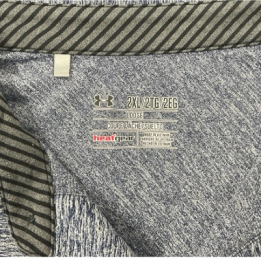 Men’s Under Armour Loose heatgear 2XL Short Sleeve Navy White Heather Pattern - Picture 5 of 9